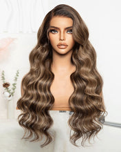Load image into Gallery viewer, BROWN BALAYAGE HUMAN HAIR WIG 22 INCH - EVE