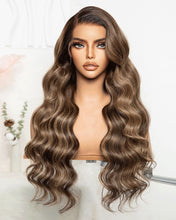 Load image into Gallery viewer, BROWN BALAYAGE HUMAN HAIR WIG 24 INCH - EVE