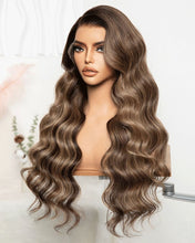 Load image into Gallery viewer, BROWN BALAYAGE HUMAN HAIR WIG 24 INCH - EVE