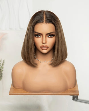 BROWN BALAYAGE HUMAN HAIR WIG 12 INCH - EVE