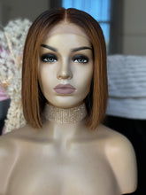 Load image into Gallery viewer, BROWN OMBRE HUMAN HAIR WIG 10 INCH - ESSIE