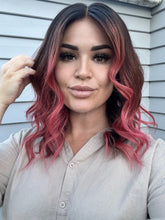 Load image into Gallery viewer, DARK BROWN PINK BALAYAGE  HUMAN HAIR WIG 12&quot;